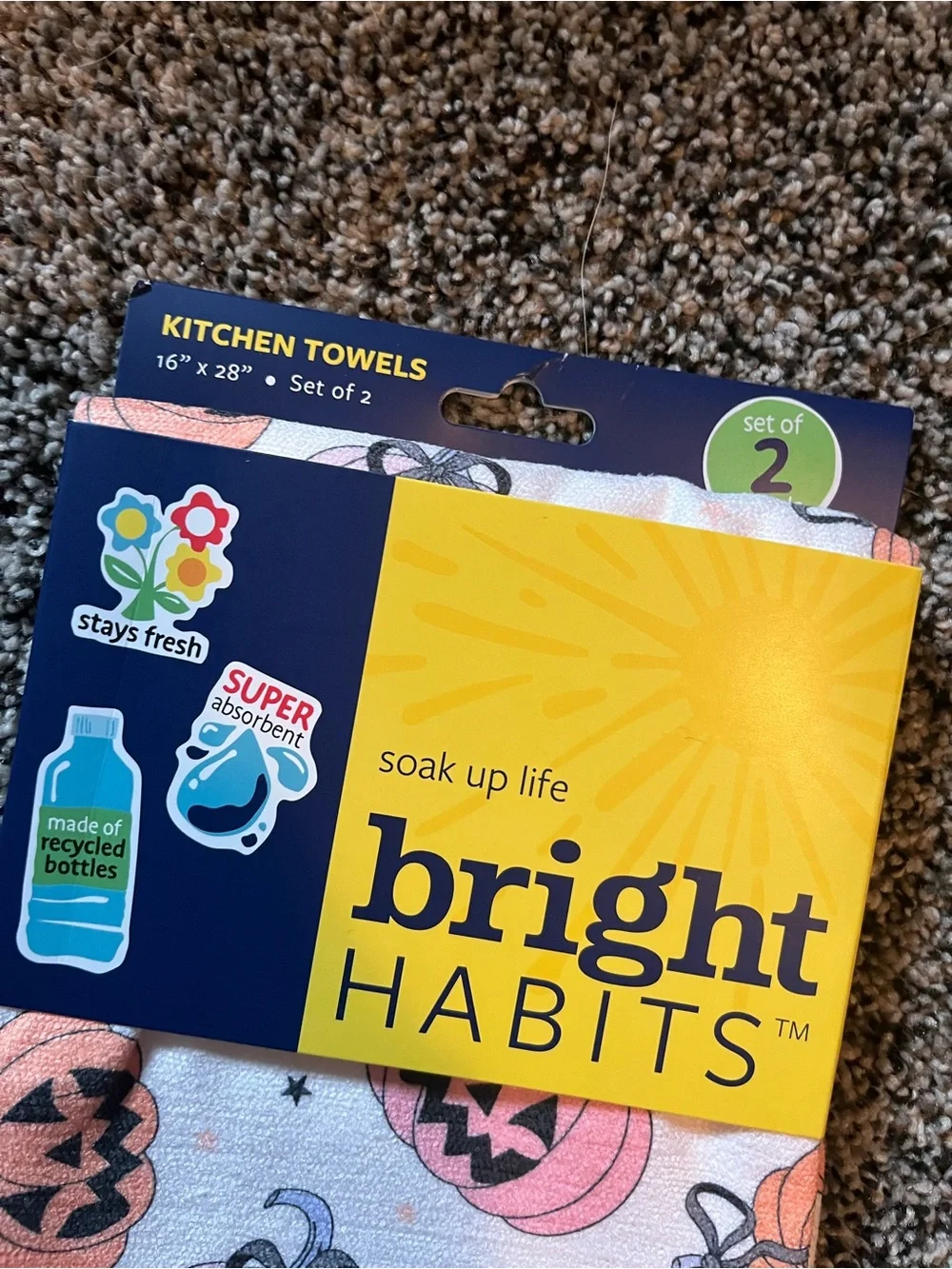Bright Habits Halloween kitchen towels